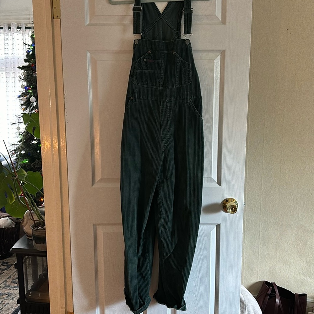 Vintage dark green corduroy overalls